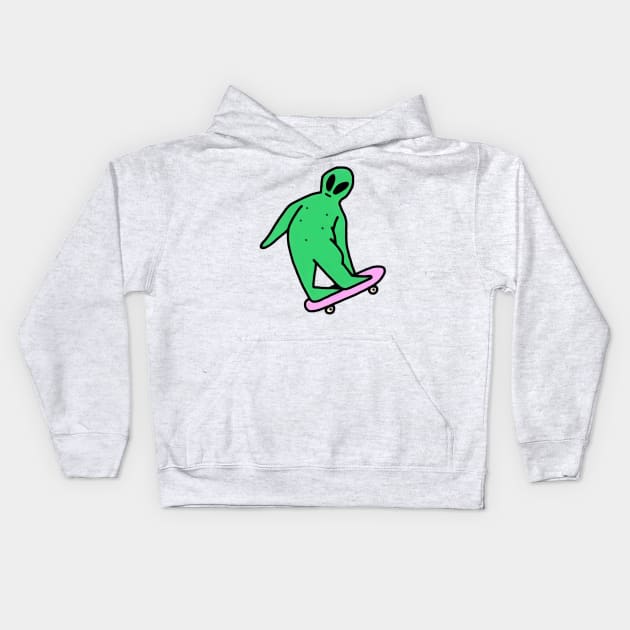 Alien skater Kids Hoodie by OldSchoolRetro